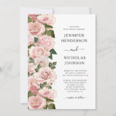 Elegante Blush Pink Roses Bläserne Hochzeit Einladung (Vorderseite)
