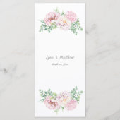 Elegante Blush Pink Roses Bläserne Hochzeit Menükarte (Rückseite)