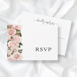 Elegante Blush Pink Roses Bläserne Hochzeit RSVP Karte