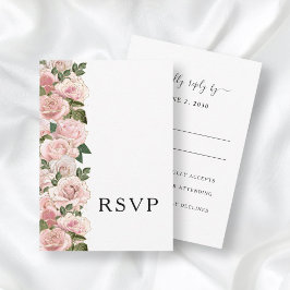 Elegante Blush Pink Roses Bläserne Hochzeit RSVP Karte