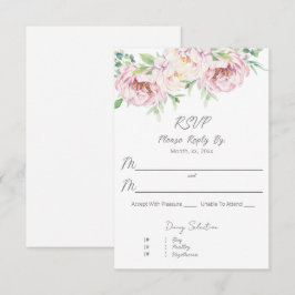 Elegante Blush Pink Roses Bläserne Hochzeit RSVP Karte
