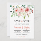 Elegante Blush Pink Save the Date Hochzeit Einladung (Vorderseite)