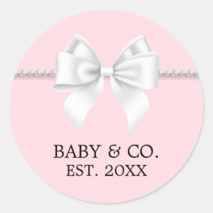 Elegante Blush Pink Tiffany Theme Baby Dusche Runder Aufkleber
