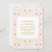 Elegante Blush Pink und Gold Celestial Wedding Einladung (Vorderseite)