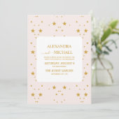 Elegante Blush Pink und Gold Celestial Wedding Einladung (Stehend Vorderseite)