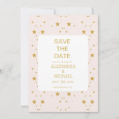 Elegante Blush Pink und Gold Celestial Wedding Save The Date (Vorderseite)