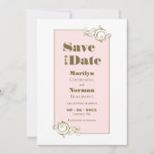 Elegante Blush Pink und Gold Einfache Hochzeit Save The Date (Vorderseite)