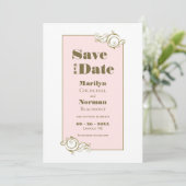 Elegante Blush Pink und Gold Einfache Hochzeit Save The Date (Stehend Vorderseite)