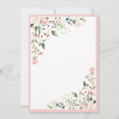 Elegante Blush Pink Wasserfarben Blumenzehen Einladung (Rückseite)