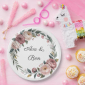 Elegante Blush Pink Wasserfarben Blumenzehen Pappteller (Party)