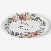 Elegante Blush Pink Wasserfarben Blumenzehen Pappteller (Schrägansicht)