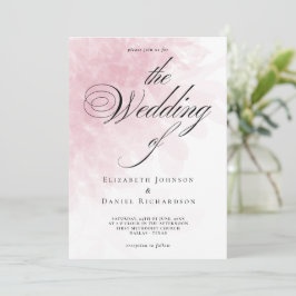 Elegante Blush Pink Watercolor Hochzeit Einladung