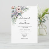 Elegante Blush Pink White Floral Hochzeit Einladun Einladung (Stehend Vorderseite)