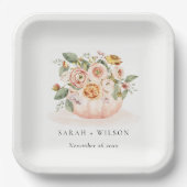 Elegante Blush Pink White Pumpkin Floral Wedding Pappteller (Vorderseite)