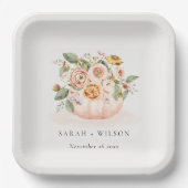 Elegante Blush Pink White Pumpkin Floral Wedding Pappteller (Vorderseite)