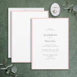 Elegante Blush Pink & White Typografy Wedding Einladung<br><div class="desc">Eine wunderschöne typografische Hochzeitseinladung für einen Sommer oder eine Hochzeit im Herbst! Dieses hübsche, elegante Design besticht durch einen rot-rosa Rand und eine weiße Einladung. Moderne Typografie in weichem Offschwarz. Ein einfaches, minimalistisches Design. Vielen Dank für die Unterstützung unseres kleinen Unternehmens, wir wissen es wirklich zu schätzen! Wir freuen uns...</div>