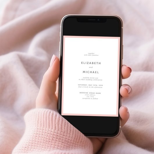 Elegante Blush Pink & White Typografy Wedding Einladung