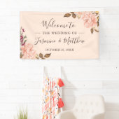 Elegante Blush Pink Wild Floral Wedding Party Banner (Insitu)