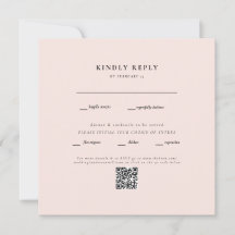Elegante Blush Quadratische Hochzeits-QR-Code-RSVP