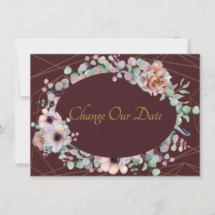 Elegante Blush-Rosa Anemone Florale Geometrische R Save The Date