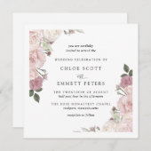 Elegante Blush Rosa Rose Bloral Einladung zur Hoch (Vorne/Hinten)