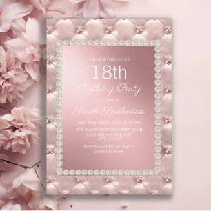 Elegante Blush-Rosa Weiße 18. Geburtstagsfeier Einladung