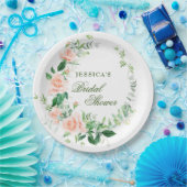 Elegante Blush Rose Blumengrün Brautparty Pappteller (Party)