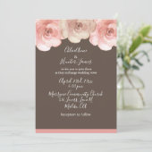 Elegante Blush Rose Brown Simple Wedding Einladung (Stehend Vorderseite)