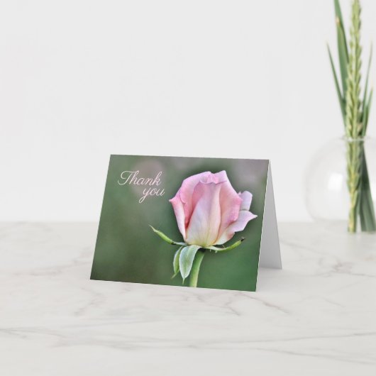 Elegante Blush Rose Danke Karte (Vorderseite)