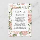 Elegante Blush-Rose - Details-Karte für Hochzeiten Begleitkarte (Vorderseite)