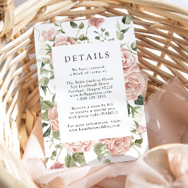 Elegante Blush-Rose - Details-Karte für Hochzeiten Begleitkarte