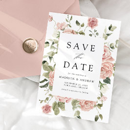 Elegante Blush Rose Garden Wedding Save The Date
