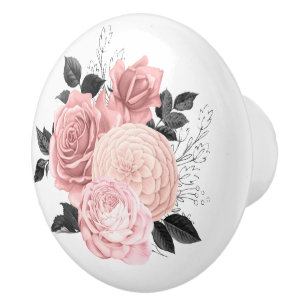 Elegante Blush Rose Gold Blume Rose Keramikknauf