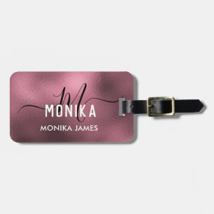 Elegante Blush Rose Gold Foil Monogram Custom Gepäckanhänger