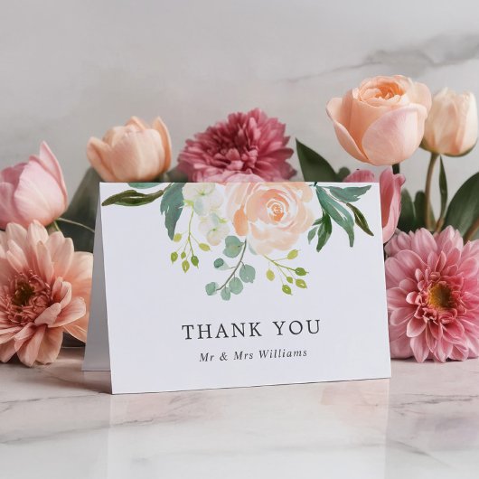 Elegante Blush Rose & Greene Wedding Dankeschön Ca Dankeskarte