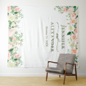 Elegante Blush-Rose Hochzeit-Foto-Stand im Hinterg Wandteppich (Beispiel (Horizontal))