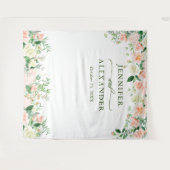 Elegante Blush-Rose Hochzeit-Foto-Stand im Hinterg Wandteppich (Vorderseite (Horizontal))