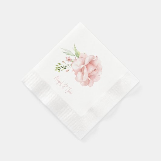 Elegante Blush Rose Personalisiert geprägte Hochze Serviette (Ecke)