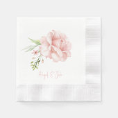 Elegante Blush Rose Personalisiert geprägte Hochze Serviette (Vorderseite)