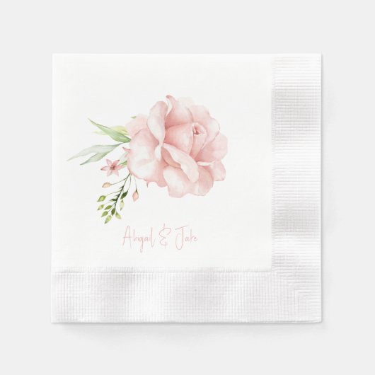 Elegante Blush Rose Personalisiert geprägte Hochze Serviette (Vorderseite)