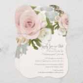 Elegante Blush Rose Sukkulentes Save the Date Foto Einladung (Vorne/Hinten)
