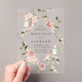 Elegante Blush Rose und Grüne Hochzeit Acryleinladungen (Insitu (Handheld))