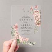 Elegante Blush Rose und Grüne Hochzeit Acryleinladungen (Insitu (Handheld))