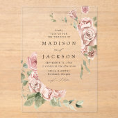 Elegante Blush Rose und Grüne Hochzeit Acryleinladungen (Vorderseite)