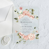 Elegante Blush Rose und Grüne Hochzeit Acryleinladungen