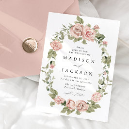 Elegante Blush Rose und Grüne Hochzeit Einladung
