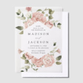 Elegante Blush Rose und Grüne Hochzeit Pergament Einladungen (Versetzt)