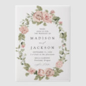 Elegante Blush Rose und Grüne Hochzeit Pergament Einladungen (Vorderseite)