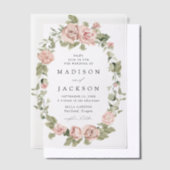 Elegante Blush Rose und Grüne Hochzeit Pergament Einladungen (Versetzt)