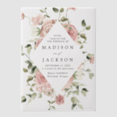 Elegante Blush Rose und Grüne Hochzeit Pergament Einladungen (Vorderseite)